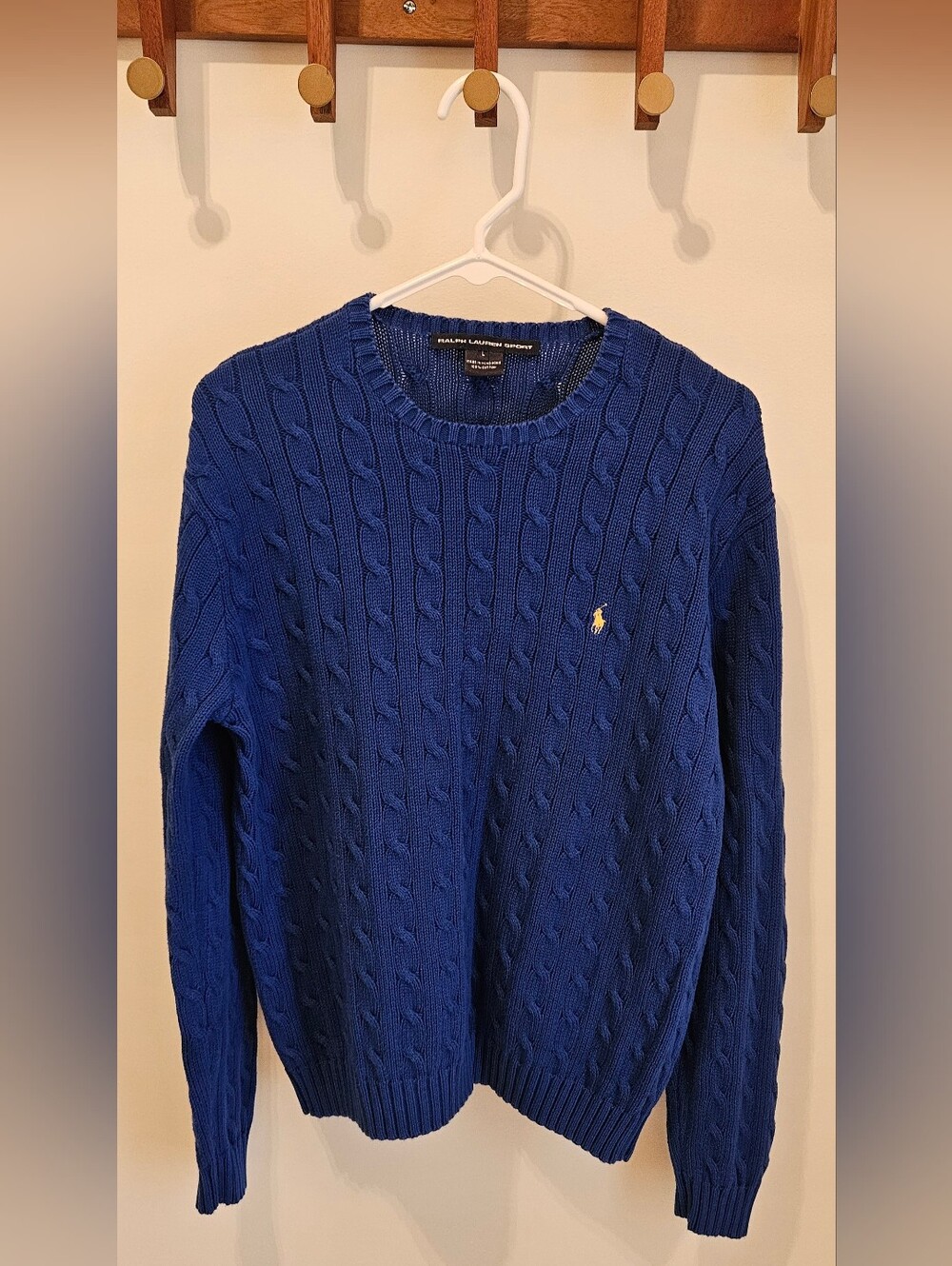 Ralph Lauren Sport Cable Knit Sweater Blue 100% Cotton Women’s L